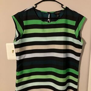 The Limited Green and Black Stripes Women's Top